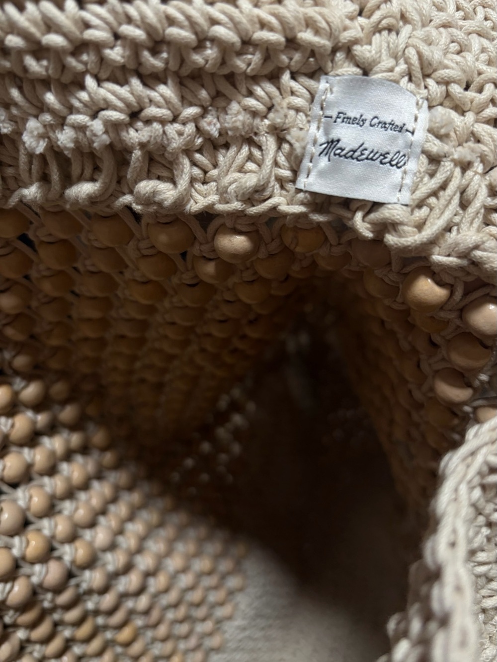 Madewell Woven Beaded Tote Bag in Natural Cream - Picture 3 of 4